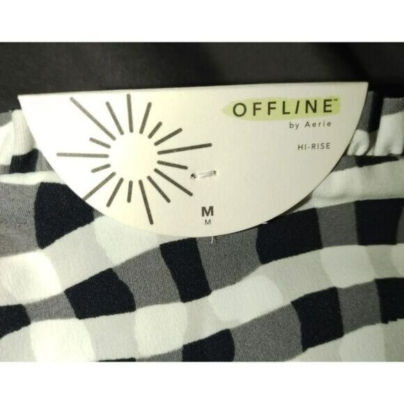 OFFLINE by Aerie Women’s Leggings M Black White Hi-Rise Checkered Stretch Y2K - Picture 5 of 7